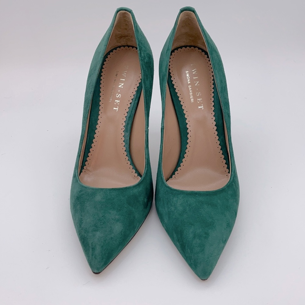 Nbw Simona Barbeiri Twin Set turq suede pumps 9